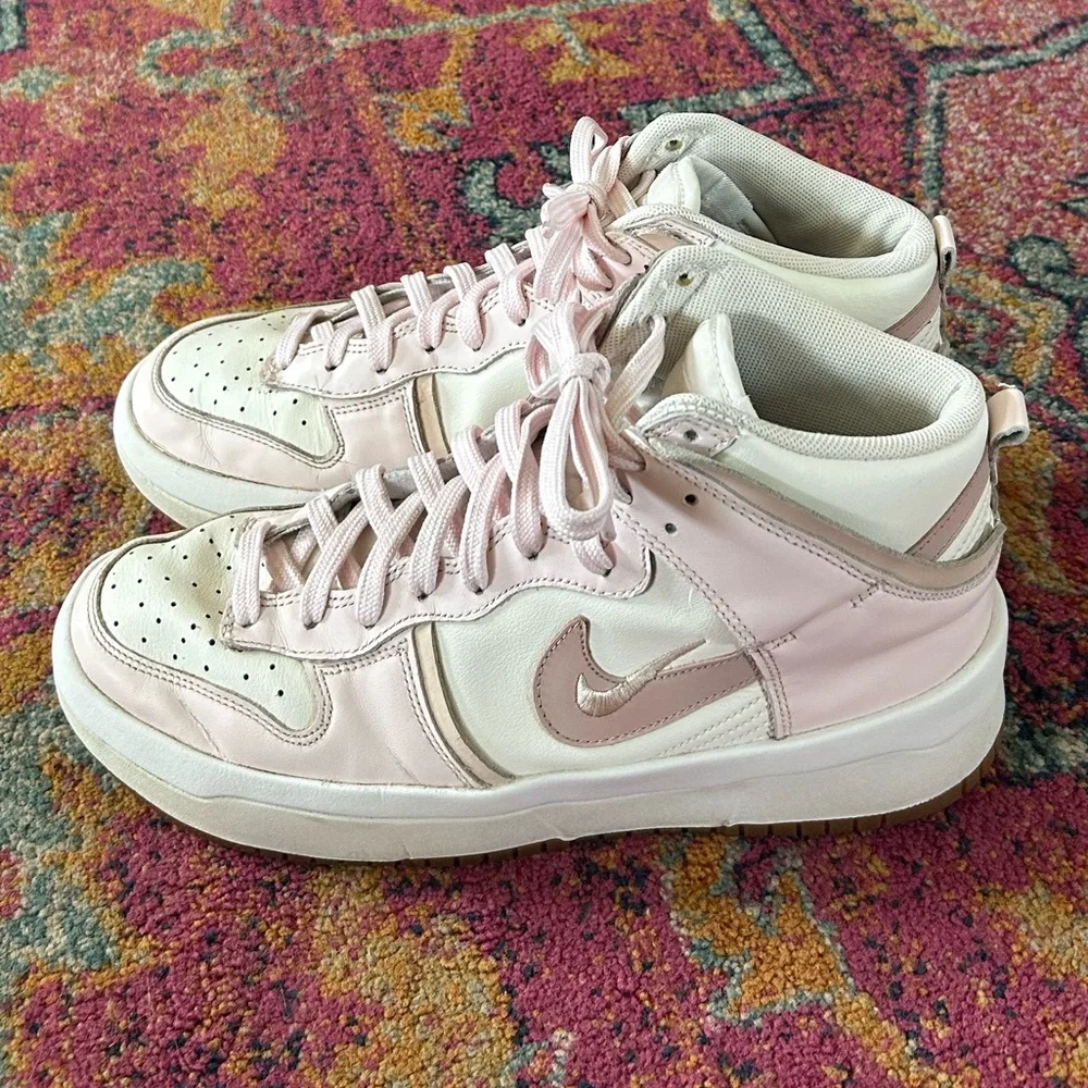 Nike | Women's ‘Sail Light Soft Pink’ White Dunk High Up Lace Up Sneakers sz 9.5